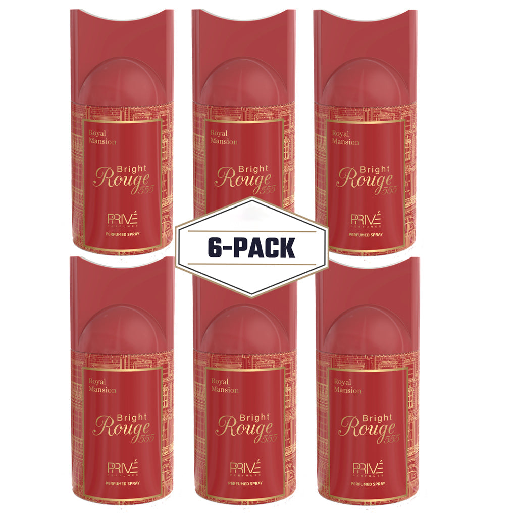 PRIVE Bright Rouge 555 Luminous Oriental Floral Perfume Deodorant 250ml Pack of 6