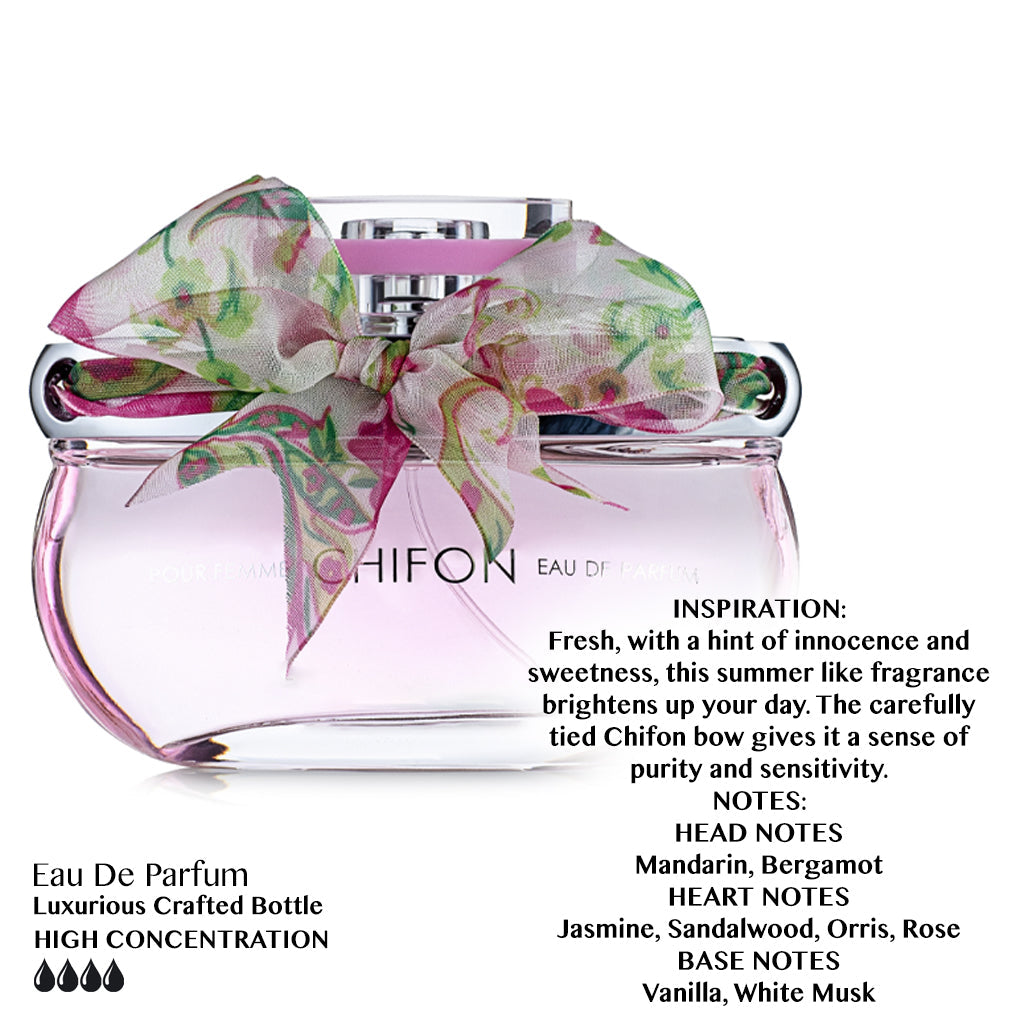 EMPER Chiffon Pour Femme Bright Mandarin Jasmine Vanilla Musk Luminous Floral Eau de Parfum 100ml