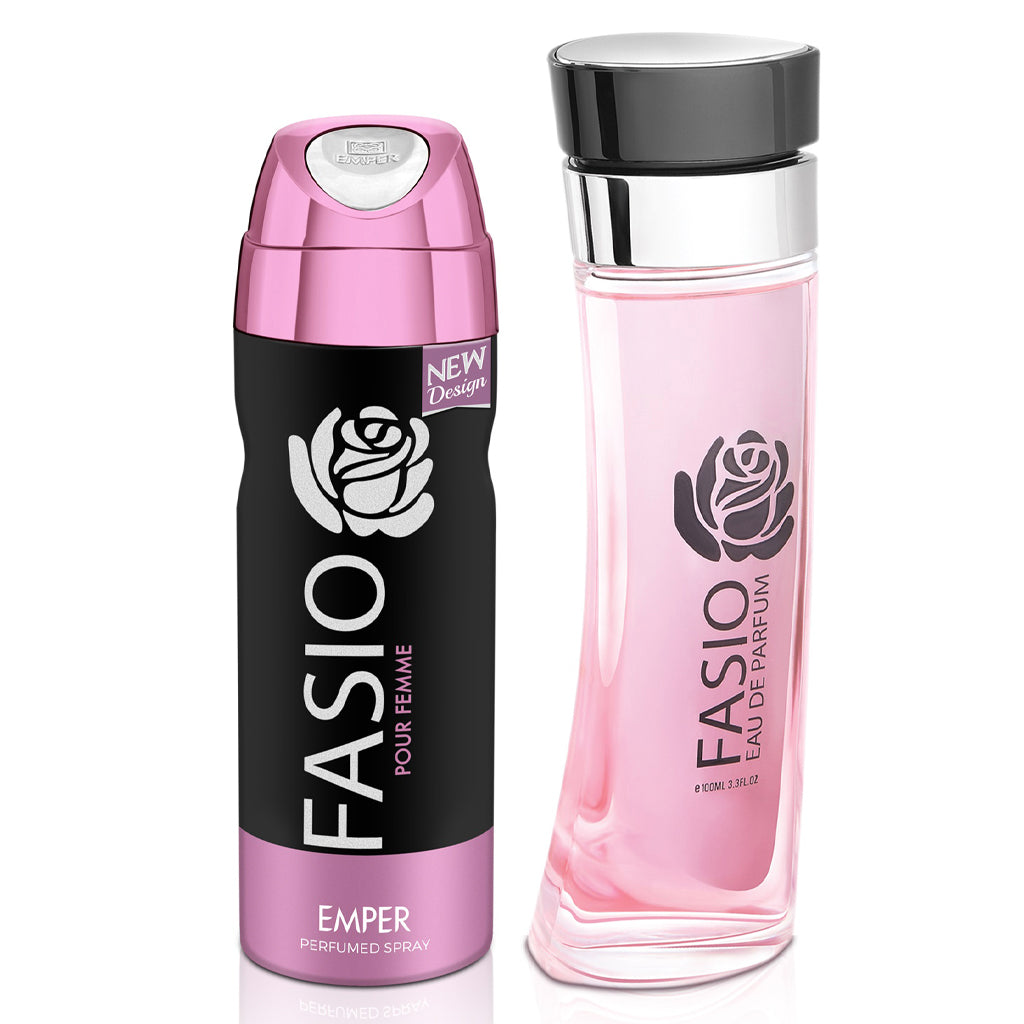 Emper Fasio Pour Femme 100ml Gift Set Floral Fruity Aromatic Perfume with Complimentary Deodorant