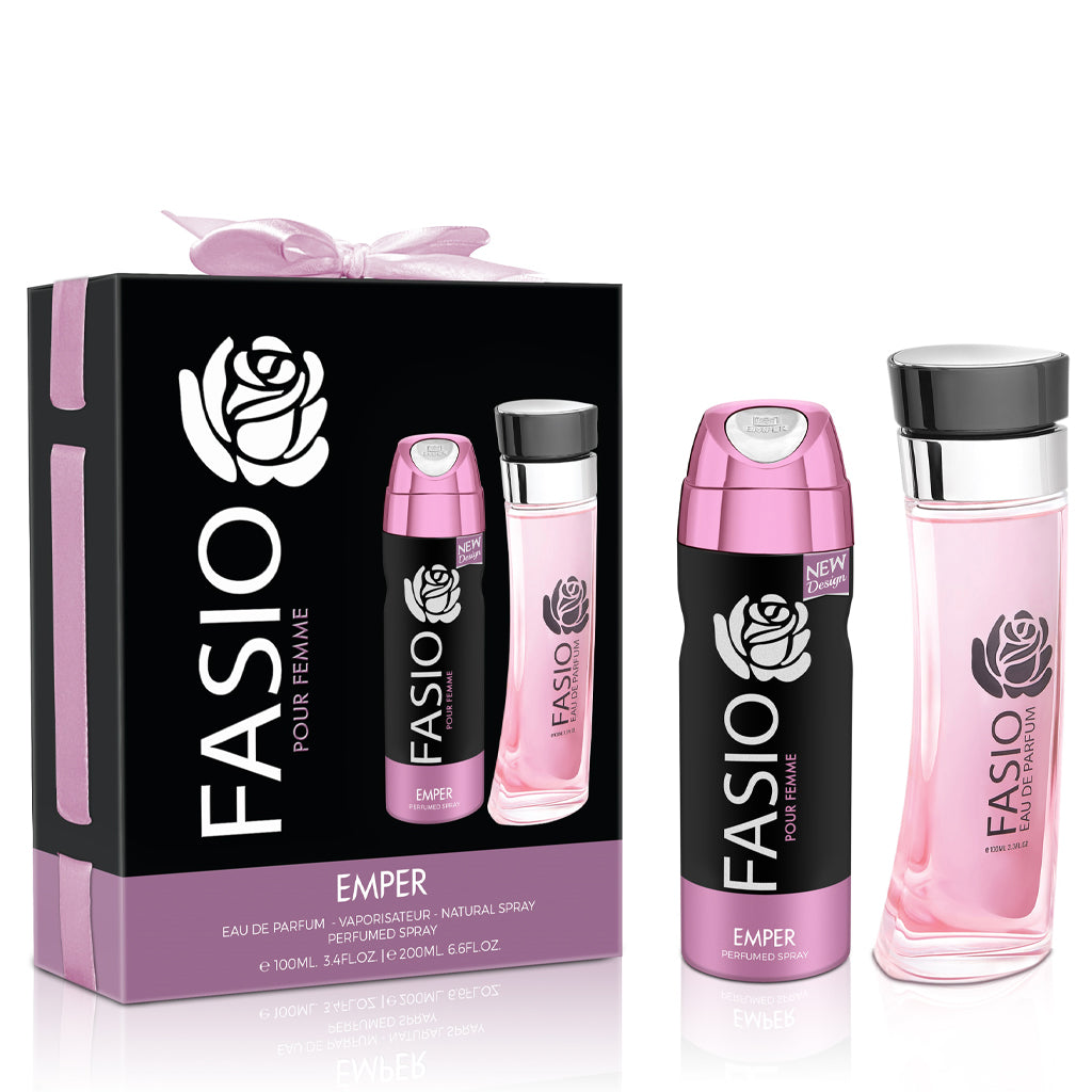 Emper Fasio Pour Femme 100ml Gift Set Floral Fruity Aromatic Perfume with Complimentary Deodorant