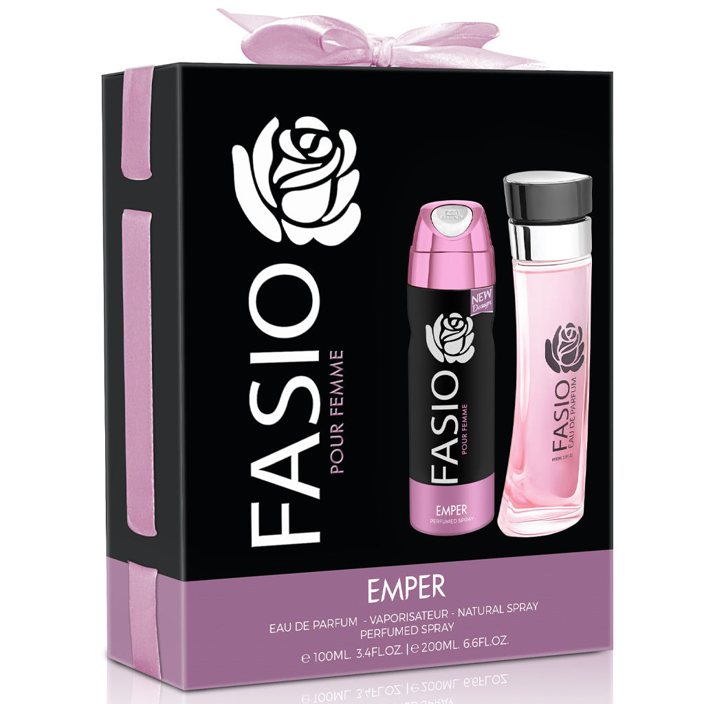 Emper Fasio Pour Femme 100ml Gift Set Floral Fruity Aromatic Perfume with Complimentary Deodorant