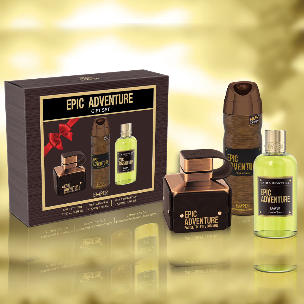 Emper Epic Adventure 3-in-1 Luxury Grooming Gift Set Fragrance Aftershave Shower Gel