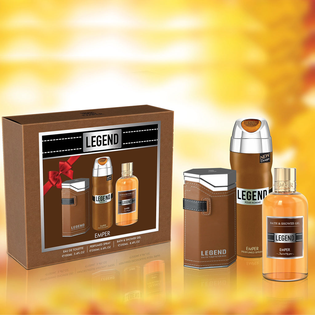 Emper Legend Men's 3-in-1 Grooming Gift Set Eau de Parfum Aftershave Shower Gel
