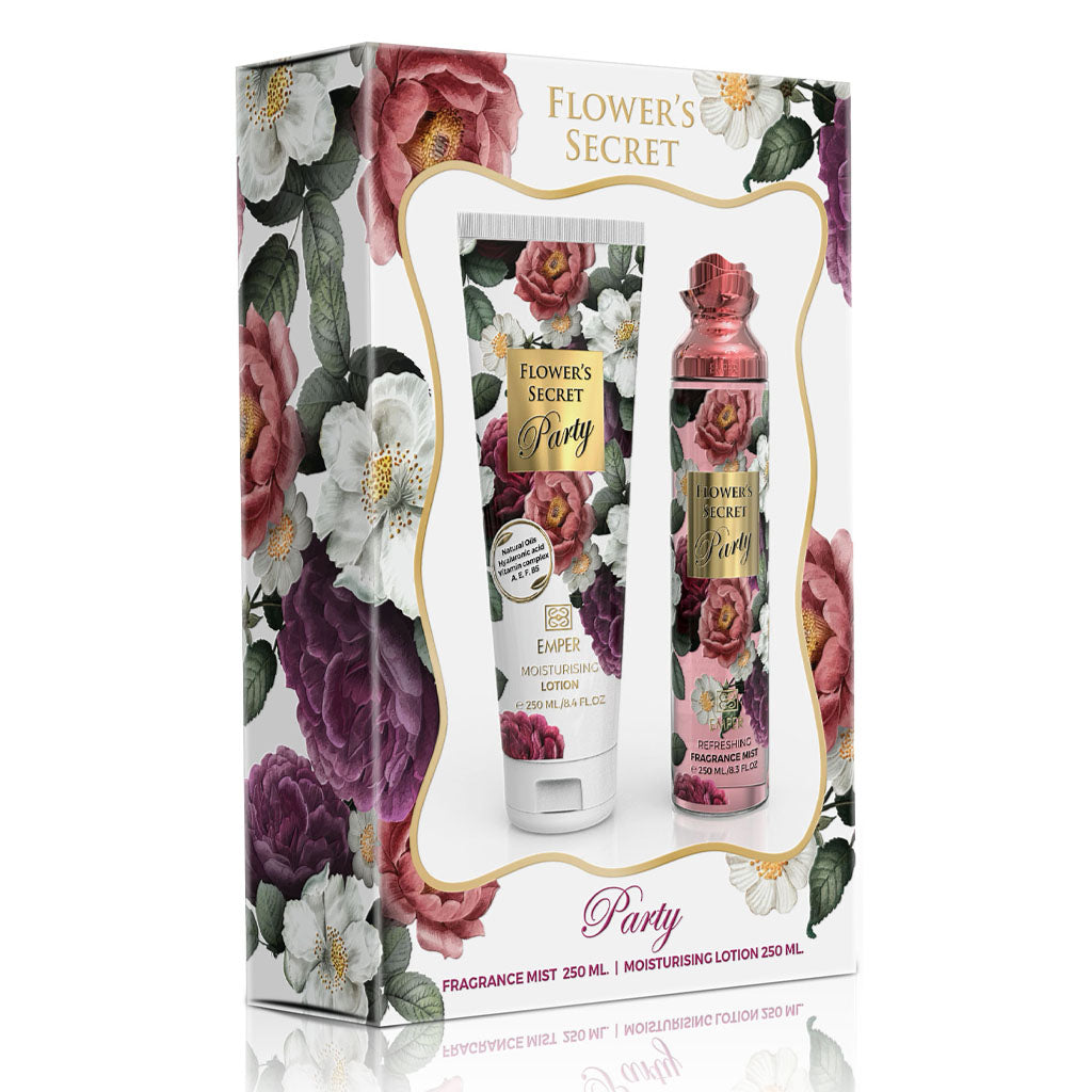 EMPER Flower's Secret Party Fragrance Gift Set Saffron Jasmine Amberwood Ambergris Fir Resin Cedar