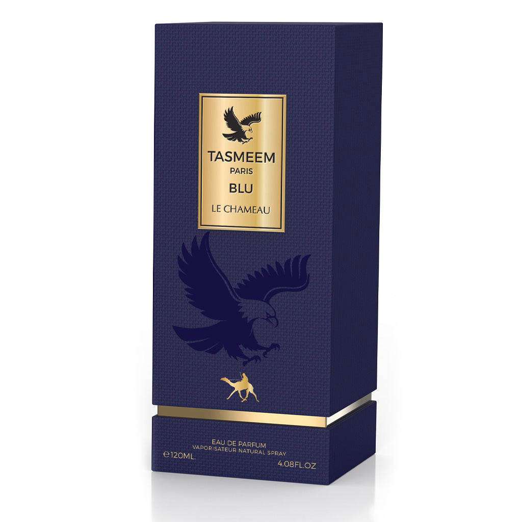LE CHAMEAU Tasmeem Paris Blu Opulent Gourmand Oud Unisex Eau de Parfum 120ml
