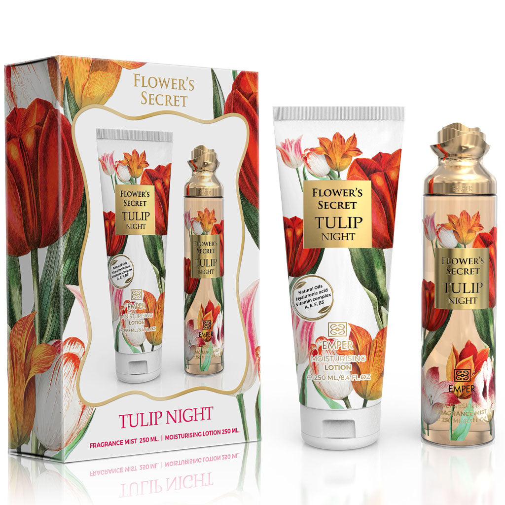 EMPER Flowers Secret Tulip Night Gift Set Mango Grapefruit Wild Strawberry and Freesia Accord