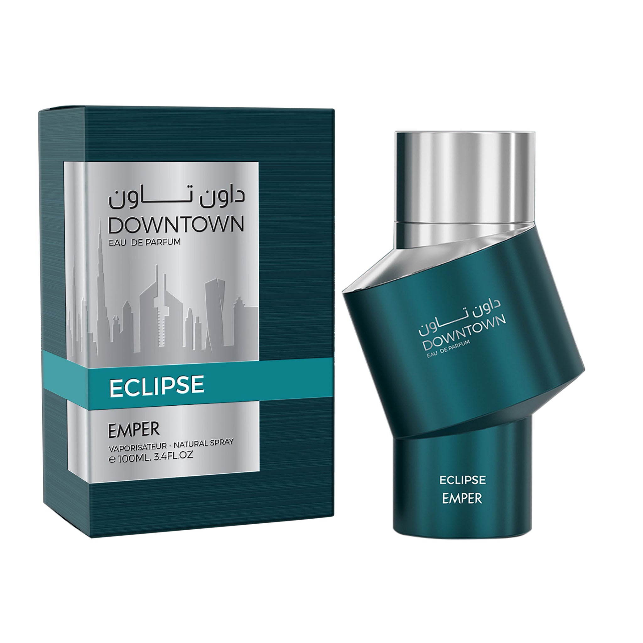 Emper Eclipse Downtown Teal Blue & Silver Urban Day-to-Night Citrus & Spice Eau de Parfum 100ML