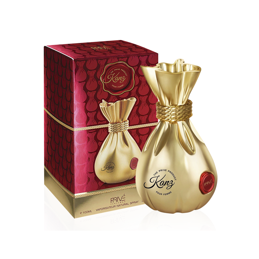 Prive Kanz Woman Eau de Parfum Luxurious Feminine Floral Gourmand Raspberry Lily of the Valley Vanilla Musk Sandalwood 100ml