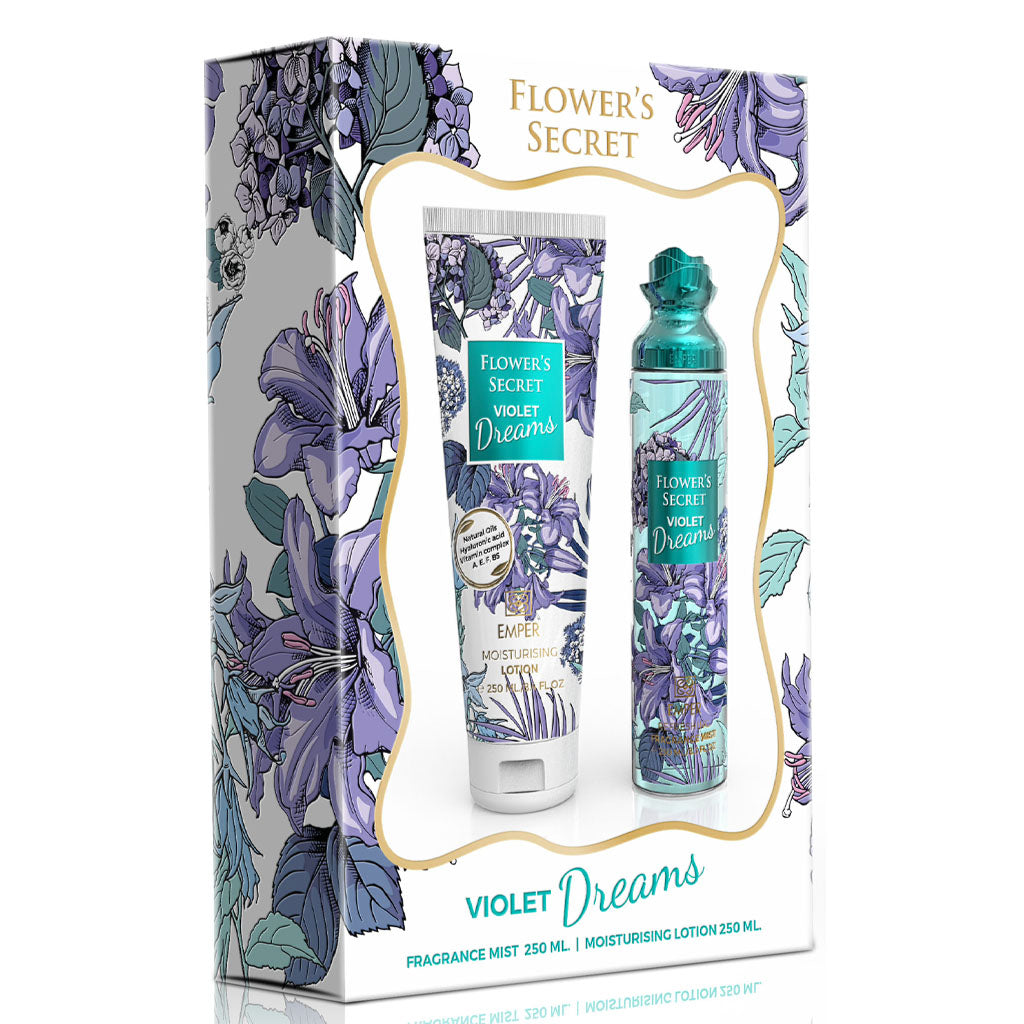 EMPER Flower's Secret Violet Dreams Orange Blossom Jasmine Madagascar Vanilla Gift Set