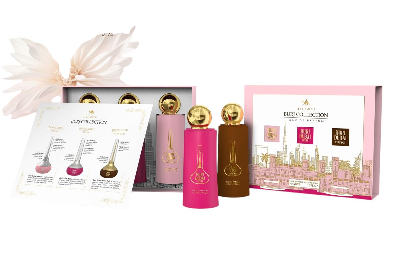 LE CHAMEAU Burj Collection Melina Luminous Floral-Musky Eau de Parfum 50 mL
LE CHAMEAU Burj Collection Arina Vibrant Fruity-Gourmand Eau de Parfum 50 mL
LE CHAMEAU Burj Collection Pure Oud Rich Woody-Oriental Eau de Parfum 50 mL