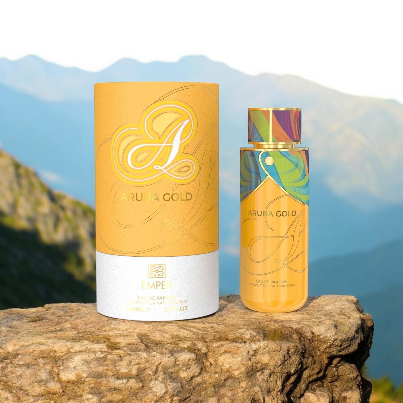EMPER Aruba Gold Eau de Parfum 100 ml Unisex Bright Citrus and Orchard Fruit Accord with Amber Vanilla and Warm Spices