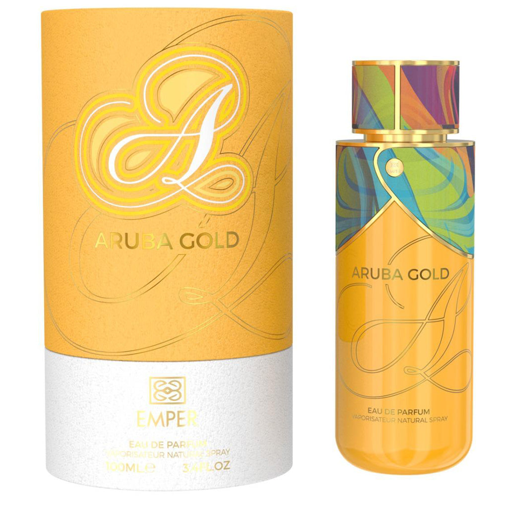 EMPER Aruba Gold Eau de Parfum 100 ml Unisex Bright Citrus and Orchard Fruit Accord with Amber Vanilla and Warm Spices