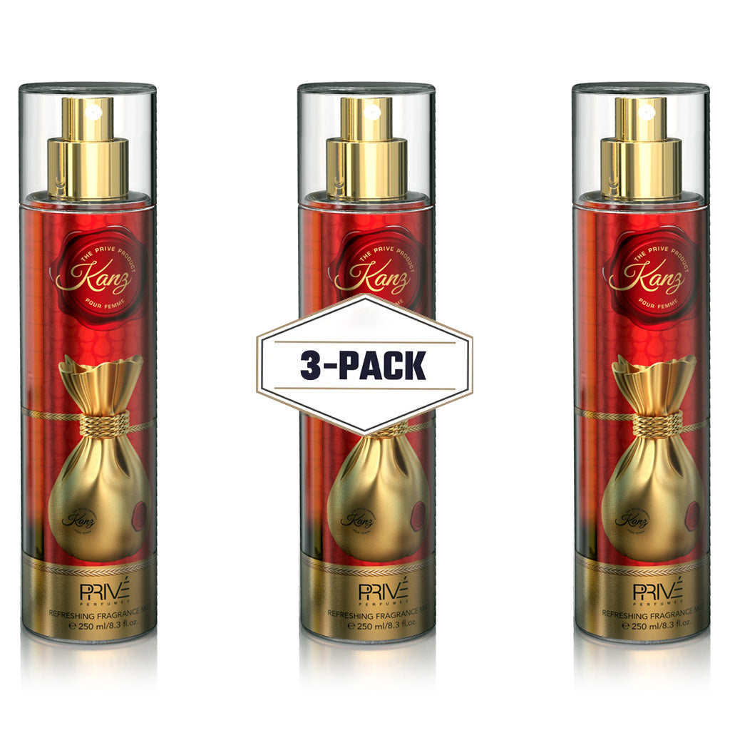 PRIVE Kanz Pour Femme Bright Gourmand Floral Body Mist Raspberry Vanilla Muguet Sandalwood Musk 250ml