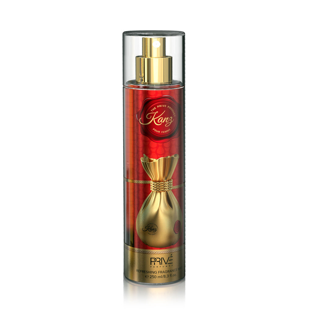 PRIVE Kanz Pour Femme Bright Gourmand Floral Body Mist Raspberry Vanilla Muguet Sandalwood Musk 250ml