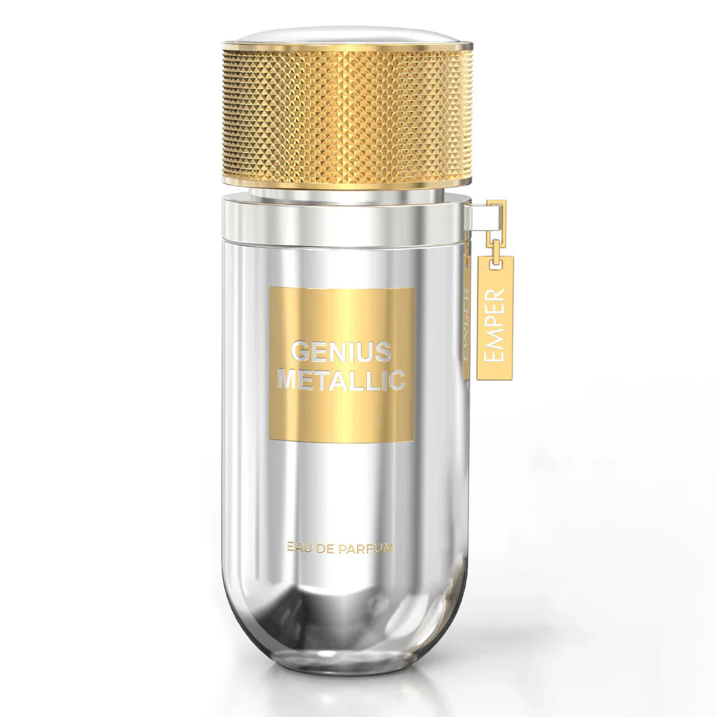 EMPER Genius Metallic Unisex Eau de Parfum 100ml Sparkling Grapefruit Bergamot with Hazelnut Cashmere Wood and Patchouli