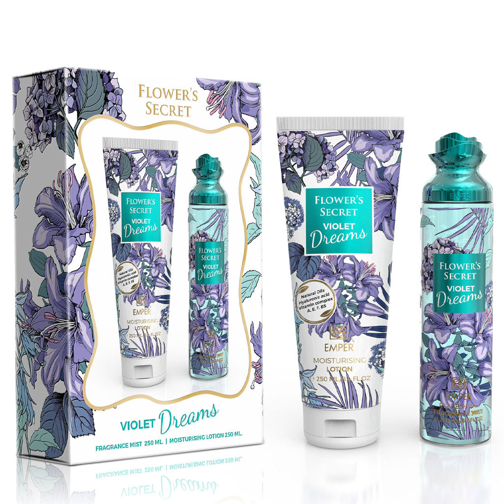 EMPER Flower's Secret Violet Dreams Orange Blossom Jasmine Madagascar Vanilla Gift Set